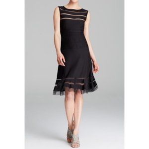 Tadashi Shoji Sleeveless Mesh Stripe Jersey Dress